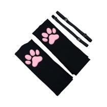 Meias 3D De Garras De Gato Para Meninas, Pretas, Acima Do Joelho, Meias De Seda Elásticas, Tamanho