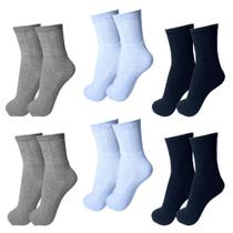 Meias 6 Pares Sport Academia Cano Alto Algodão Masculinas