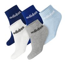 Meias Adidas Ankle Linear Infantil - 20.5 ao 23.5 - Pack Com 05 Pares Sortidas Meias Adidas Ankle Linear Infantil - 20.5 ao 23.5 - Pack Com 05 Pares Sortidas