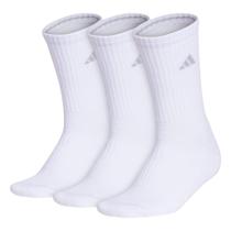Meias Adidas Cushioned Crew para mulheres (3 pares) brancas/cinza