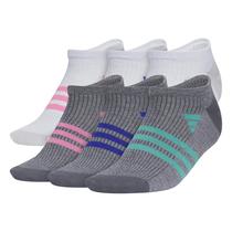 Meias adidas Superlite No Show para crianças, pacote com 6 unidades, branca/cinza/rosa