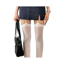 Meias Altas De Veludo Sexy Para Mulheres, Pretas E Brancas, Irregulares, Com Pele Exposta, Estilo