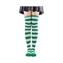 Meias Altas Listradas Coloridas Para Mulheres, Meias De Natal E Halloween Para Festas De Cosplay