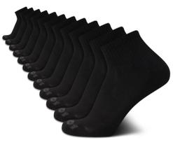 Meias AND1 Masculinas Quarter 12 Pares com Tecnologia Antissuor Preta