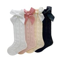Meias Anti-Mosquito Para Bebês Meninas, Macias E Respiráveis, Com Laços Decorativos, 34 Pares, Para
