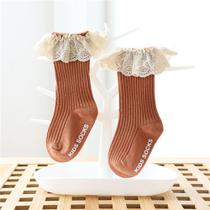 Meias antiderrapantes de renda de algodão para bebês