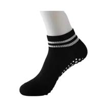 Meias Antiderrapantes Femininas Com Listras Duplas Para Pilates, Yoga, Treino E Ballet Meias Antiderrapantes Femininas Com Listras Duplas Para Pilates, Yoga, Treino E Ballet