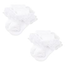 Meias AQOKKA para bebês e meninas, ilhós, renda, pacote com 2