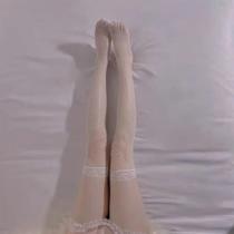 Meias Arrastão Overknee de Renda - Pretas e Brancas - Estilo Lolita Gótico