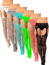 Meias arrastão Skylety para mulheres plus size, 6 pares