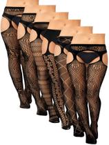 Meias arrastão Skylety para mulheres plus size, 6 pares