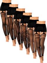 Meias arrastão Skylety para mulheres plus size, 6 pares