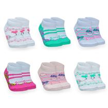 Meias baby algodão kit 6 pares meia infantil menino e menina 6 a 12 meses coloridas