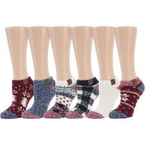 Meias BEARPAW Cozy Super Soft Warm Lounge 6 pares de vermelho carioca