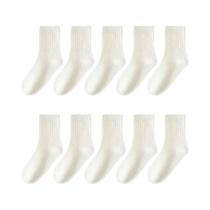 Meias Brancas Infantis 5 Pares Cano Médio Fofas Versáteis Para Meninos E Meninas Adolescentes Uso