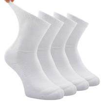 Meias Busy Socks Cotton Crew White, pacote com 4 unidades, GG para homens e mulheres Meias Busy Socks Cotton Crew White, pacote com 4 unidades, GG para homens e mulheres