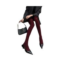 Meias Calças Femininas Slim Fit Vermelhas Super Elásticas Tamanho Grande Para Primavera, Outono E