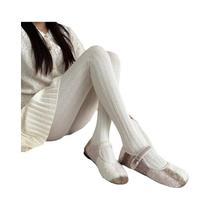 Meias Calças Térmicas Vintage Femininas Com Listras Verticais 150g Simples E Versáteis Para Outono E