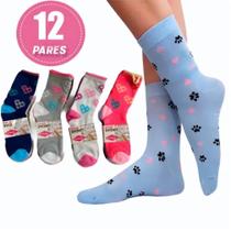 Meias cano alto com 12 pares, meias masculinsa ou femininas.