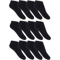 Meias Cano Baixo Unissex Preta De Algodão Kit Com 12 Pares de Meias