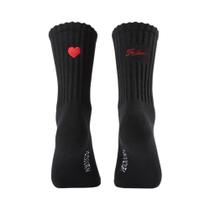 Meias casuais com padrão de coração 'To Love' bordado fofo confortável respirável uso diário Meias casuais com padrão de coração 'To Love' bordado fofo confortável respirável uso diário