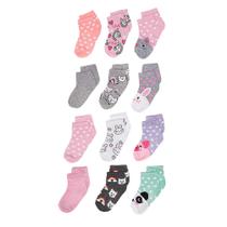 Meias Cherokee Little Girls Shorty, pacote com 12, 12-24M, 2T-4T