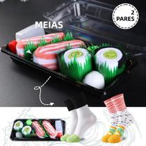 Meias Coloridas De Sushi De Salmão Até O Meio Da Panturrilha, 2 Pares, Para Homens E Mulheres,