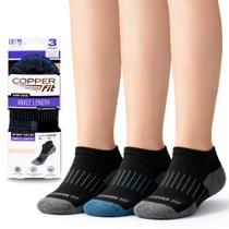 Meias Copper Fit Invisíveis 3 Pares Tamanho Grande Preto Meias Copper Fit Invisíveis 3 Pares Tamanho Grande Preto