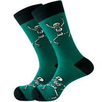 Meias Cotton Crew Halloween Dancing Skeleton Green, 5 pares