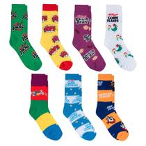 Meias Crazy Odd Sox, pacote com 7 cereais Kellogg's para homens e mulheres