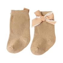 Meias Curtas De Algodão Macio Para Meninas Com Laços Estilo Princesa Lisas Para Crianças De 0 a 5