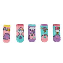 Meias Curtas Pusheen Sobremesas Pastel Kit com 5 para Mulheres Meias Curtas Pusheen Sobremesas Pastel Kit com 5 para Mulheres