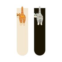 Meias De Algodão 3D De Gato Fofo Preto E Branco Respirável E Macio Para Mulheres E Meninas Conjunto