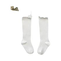 Meias De Algodão Macias Com Renda E Flores Para Meninas, Meias Até O Joelho Para Crianças