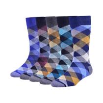 Meias De Algodão Masculinas Coloridas E Vibrantes, 5 Pares, Designs Divertidos E Fashion, Tecido