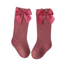 Meias De Algodão Para Meninas Até O Joelho Com Laço Grande, Meias De Inverno Para Crianças