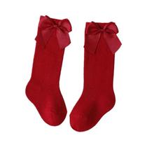 Meias De Algodão Para Meninas Até O Joelho Com Laço Grande Para Crianças, Meias De Inverno E Outono