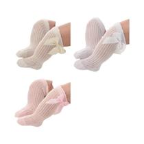 Meias De Algodão Respiráveis Para Bebês Meninas, 3 Pares, Com Laço, Para Recém-Nascidos E Crianças Meias De Algodão Respiráveis Para Bebês Meninas, 3 Pares, Com Laço, Para Recém-Nascidos E Crianças