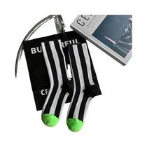 Meias De Algodão Unissex Com Listras Em Cores Combinadas, Dupla Costura, Respirável Para Esportes