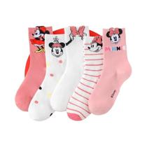 Meias De Anime Minnie Mouse Rosa E Branca 5 Pares Com Estampa De Bolinhas E Listras Presente Fofo Meias De Anime Minnie Mouse Rosa E Branca 5 Pares Com Estampa De Bolinhas E Listras Presente Fofo