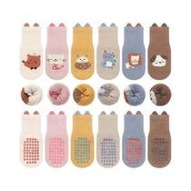 Meias De Bebê Em Estilo Cartoon, 6 Pares, Antiderrapantes, Material Espesso, Meias Quentes Para Meias De Bebê Em Estilo Cartoon, 6 Pares, Antiderrapantes, Material Espesso, Meias Quentes Para