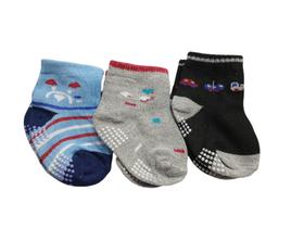 Meias de bebe infantil antiderrapante 0-6, 6-12, 12-24 meses kit 3 pares Meias de bebe infantil antiderrapante 0-6, 6-12, 12-24 meses kit 3 pares