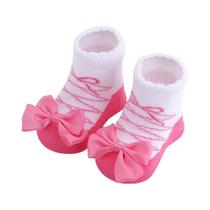 Meias De Bebê Listradas Com Renda E Laço De Borboleta Estilo Europeu-Americano