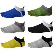 Meias de bico Fasot, pacote com 6, masculinas, algodão decotado, atléticas, 5 dedos