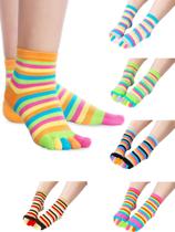 Meias de bico SATINIOR Rainbow Stripe de algodão femininas, 6 pares