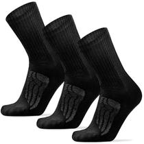 Meias de caminhada Busy Socks, pacote com 3 unidades de lã femininas/masculinas, pretas, tamanho 9-11 Meias de caminhada Busy Socks, pacote com 3 unidades de lã femininas/masculinas, pretas, tamanho 9-11