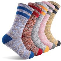 Meias de caminhada FEIDEER, pacote com 5 meias redondas com almofada absorvente