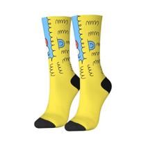 Meias De Cano Médio Com Estampa De Desenho Animado Amarelo Brilhante Unissex Macias E Confortáveis