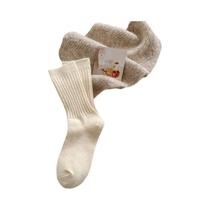 Meias De Cano Médio De Malha Bege Femininas Outono Inverno Grossas Quentes Modernas Listradas