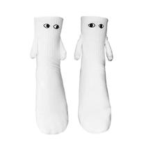 Meias De Casal Com Olhos De Desenho Animado Preto E Branco, Meias De Atração Magnética Para
